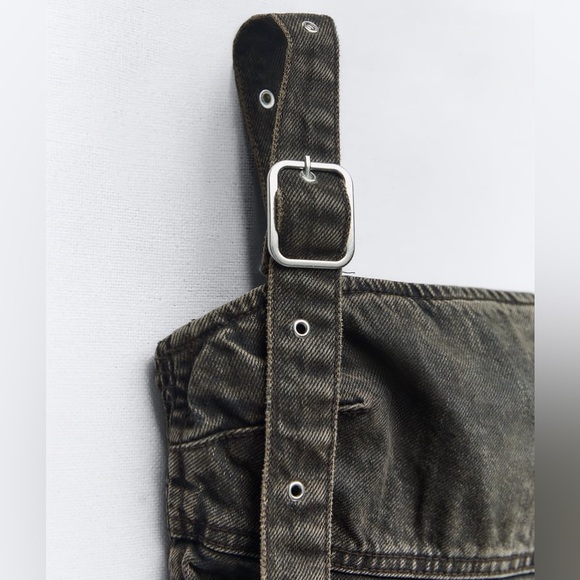 ZARA TRF BUCKLED DENIM TOP - Picture 5 of 9
